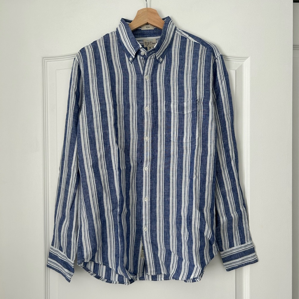 J.Crew Men’s Striped Slim Linen Shirt *NWT
